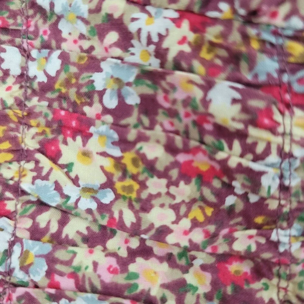 Sim & Sam Sz S Floral Daisy Short Puff Sleeve Crop Top Cotton Boho Cottagecore - Picture 5 of 10
